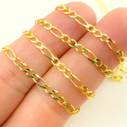 Solid Yellow Gold Flat Figaro Chain by Foot